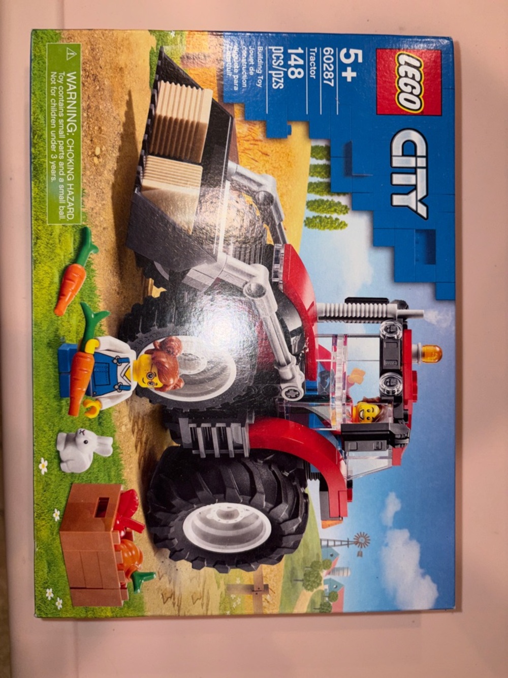 LEGO City Red Tractor with Black Tires and White Wheels